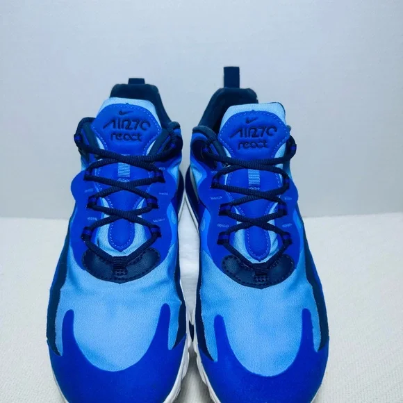 Nike Air max 270 React Triple Blue Athletic Shoes - Picture 3 of 7